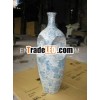 Sunken shaped lacquer ceramic vase with green eggshell inlay