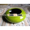 Green Spun Round Bamboo Low Vase Decor