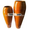 Deep Orange Spun Bamboo Vase Set