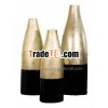 Flower ceramic- lacquer vase,  handmade from vietnam,  silver/ black colour,  set 3 vases