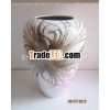 Big vase white lacquered with colorful firework motif
