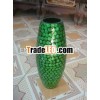 Natural small round wooden parts on green lacquer vase surface decoration handicrafts