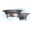 Round metal planters and pots
