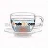 glass coffee tea cups with saucers