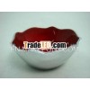 Fruit Bowl Made of Aluminum With Aluminum Shiny & Red Meena Finish