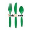 Set of disposable plastic cutlery