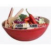 Round spun bamboo salad bowl