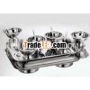 6 pcs Stainless Steel Ice Cream Cup Set with tray