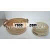 Set of 3 natural bamboo bowl with handle