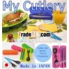 Bento cutlery set with cute fancy design colorful plastic case