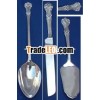 2 pc.set cake server with cake knife silver plated