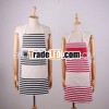 korean fashion black and white stripes apron for cooking LOGO can be printed