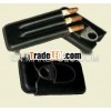 black leather cigar case with Cigar Cutter for man