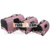 Pink PU waterproof foldable pet carrier