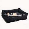 luxury black square pet bed , basketweave suede fabric with bottom waterproof oxford fabric ,