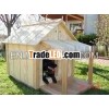 Wooden Dog House with Deck and Pole