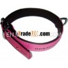 00120 leather padded Dog Collar with diamonds