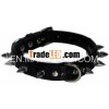 1033 Bridle leather Dog Collar with metal spik and soft padded