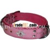 1077 Leather dog collar padded with metal ornaments