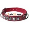 05392 Pink leather padded Dog Collar with long clincher