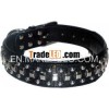 1035 Bridle leather Dog Collar with clincher and stud , soft padded