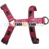 1041 Pink leather Dog Harness with metal ornaments and lined