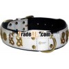 1031 Bridle leather Dog Collar with metal ornaments and soft padded