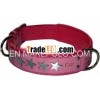 1029- Bridle leather Dog Collar with metal star ormantes and soft padded