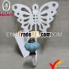 Shabby french chic white butterfly metal wall hanging coat hook with ceramic bead