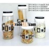 CP111KT2 glass storage jar with decal printing with plastic lid