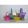 S/4 handmade SINGLE COLOR FLOWERY RIM BAMBOO with handle for Easter Day for FACTORY OUTLETS