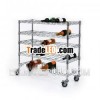 NSF Wire chrome floor standing metal rolling wine rack