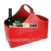 Red leather storage basket,  gift basket