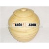 Round Spun Bamboo Storage Basket with Lid