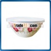 enamel storage bowl with plastic lid full decal