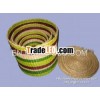HH23267-4 - Handmade seagrass box with lid,  grass basket with cover,  waste bin,