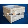 HH3286 - rattan frame basket with cotton lining inside - organizer bakset - craft / handicraft