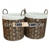 Vietnam Waterhyacinth Round Laundry Basket Set 2