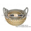 HH10396 - Round seagrass basket set of 3 - Handmade sea grass bag with handles
