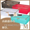 Plastic storage box with handle shallow type
