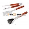 3pcs bbq tool set with wooden handle