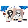 Stereo glass, school boy & girl PU ipad 2 3 cases ,ipad case