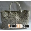 Bottega Veneta weave Mesh Tote 5211 Snakeskin in White&black