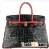 wgholesale Hermes Crocodile Birkin 35cm Black Red  Golden