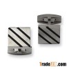 Titanium Men's Cuff Links 3 Black Resin Lines On Top Of Squa