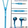 colorful zipper waterproof earphone with mic wholesale china