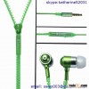 wholesale zipper in-ear headphones stereo bass earbuds