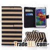 Stripe WalletMagnetic Side Flip Leather case for samsung S5