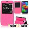 Caller ID Window Flip Stand Leather Case for Sumsung S5
