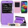 Caller ID Window Foldable Stand Leather Case for Samsung S5